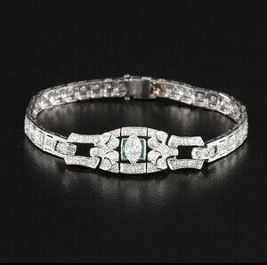 Antique Art Deco Platinum 2 ctw Marquise Diamond Bracelet 6.75” all natural